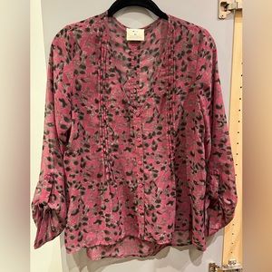 Pink and black patterned blouse Urban Outfitters